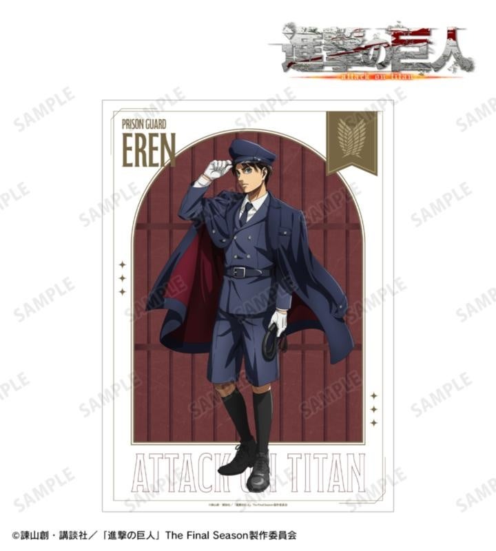 進撃の巨人の描き下ろし エレン 看守ver. A3マット加工ポスターの公式商品見本。