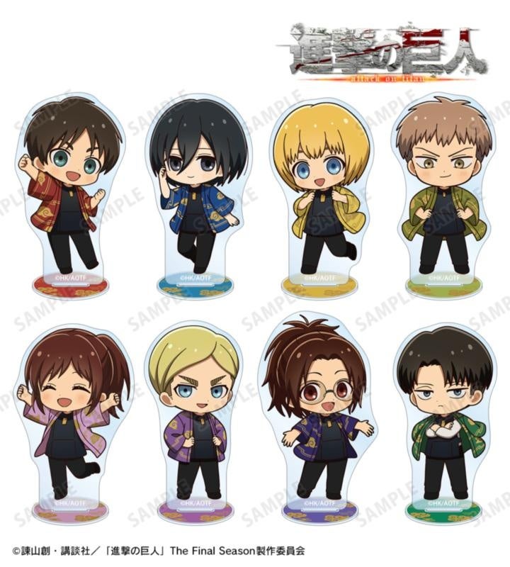 法被ちびキャラスタンド8人。全員の台座を含む見本。