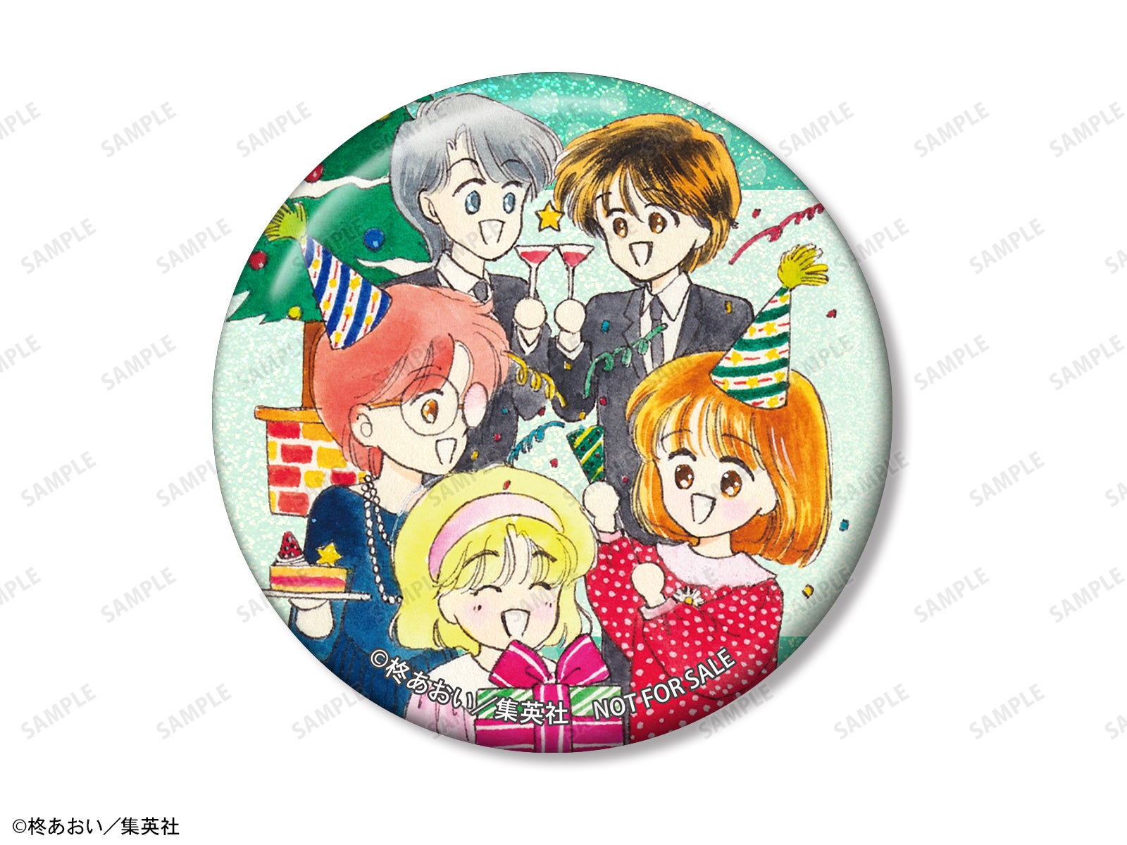 星の瞳のシルエットのカラーイラストBホログラム缶バッジ、AMNIBUSとアニメイトで予定されるBOX購入特典。パーティーの5人。