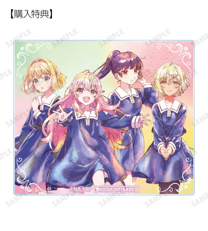 4人を並べた非売品の集合アクリルカード。SAMPLEとNOT FOR SALEを保持。