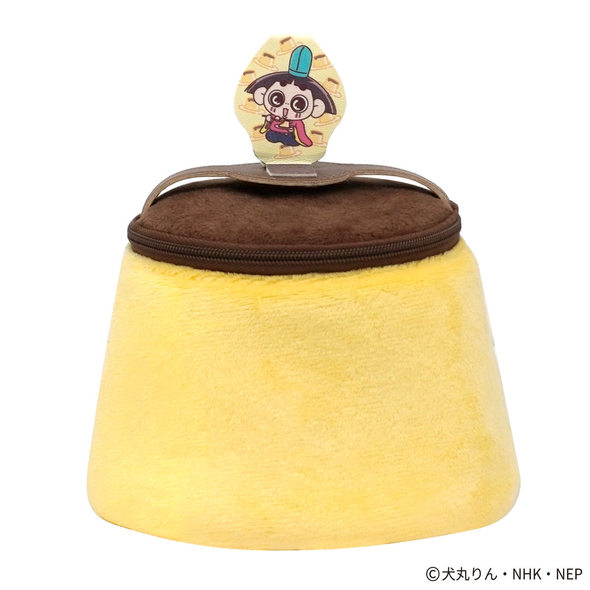 プリンを模した黄色と茶色のプリンポーチの公式商品写真